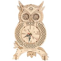 Hands Craft DIY 3D Wooden Puzzle Owl Clock Model Kit, Desk Clock Home Decor, Mechanical Model Buildi