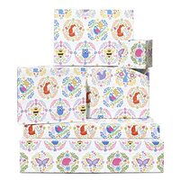 CENTRAL 23 Floral Wrapping Paper - 6 Sheets of Birthday Gift Wrap - Woodland Creatures - Bee Butterf
