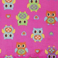Mook Fabrics Fleece Flannel Owl Heart, Pink Cut by The Yard