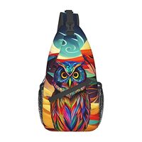 Wizfuyq Coloful Owl Pattern Sling Backpack For Men Hiking Daypack Crossbody Shoulder Bag Travel Ches
