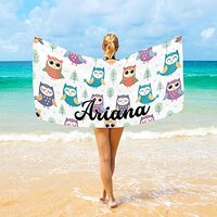 J JOYSAY Custom Cute Owls Beach Towels Oversized Personalized Microfiber Beach Towels for Adults Cus
