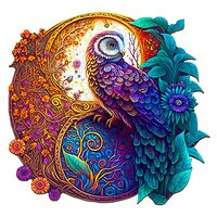 Woodemon Wooden Puzzles for Adults,200pcs Yin Yang Owl Wooden Jigsaw Puzzles Kids, Unique Shaped Ani