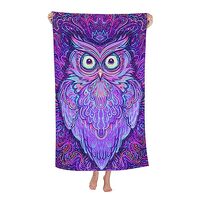 Psychedelic Owl Large Beach Towel - Plush Thick Cotton Pool Towel, Adult Beach Towels