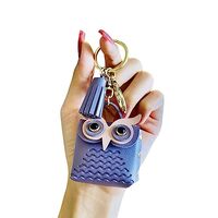 TOU-BEGUIN Fashion Coin Purse Wristlet Keychain, Cute Owl Soft PU Leather Wallet Bracelet Tassel Key