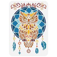 FINGERINSPIRE Owl Dream Catcher Painting Stencil 11.7x8.3inch Large Owl Stencil for Painting Reusabl