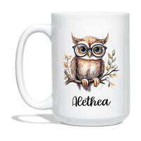 Ezaro Personalized Owl Coffee Mug with Name, Owl Gift for Family Friends Coworker, Owl Tea Cup, Anim