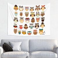 Nameapo Cartoon Owl Tapestry for Bedroom, Wall Hanging Tapestries Poster for Living Room Dorm Blanke