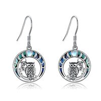 EXRANQO Owl Earrings 925 Sterling Silver Animal Moonstone Earrings Owl Jewelry Gifts for Women Girls