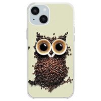 Blingy's for iPhone 15 Case, Fun Coffee Pattern with Cute Owl Style Funny Creative Animal Desig