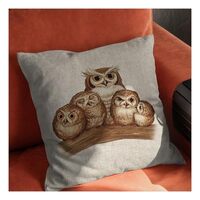 Icotoibabie Mother Owl and Four Little Owls Linen Throw Pillow Covers 18x18 Double Sided Decorative 