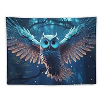 Trippy Forest Tapestry Wild Animal Bedroom Decoration Owl Magic Curtain Wall Hanging for Room Home D