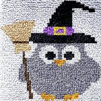 DL-YTG Latch Hook Kits Rug Halloween Owl Crochet Yarn Cushion Colour Pre-Printed Canvas Cover Rug Ne
