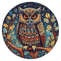 KAAYEE Wooden Jigsaw Puzzles-Wooden Puzzle Adult Unique Shape Advanced Mystic Owl Wooden Jigsaw Puzz