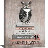 Inspirational Owl Wall Art Rustic Motivational Quotes Owl Books Heel Fashion Picture Wall Decor Canv