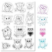 CRASPIRE Cute Owl Clear Rubber Stamp Vintage Cartoon Birds Moon Transparent Silicone Seals Stamp for