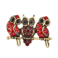 Rhinestone Owl Brooch Red Color Bird Brooch Pin Owl Brooch Hat Scarf Broaches Pins Wedding Accessori