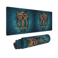 Watercolor Owl-Large Mouse Pad Gaming Mousepad XL 12x31.5 in Desk Pad Large Non-Slip Rubber Base Des