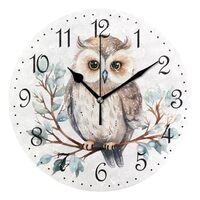 ALAZA Wall Clock Winter Owl on Branch Silent Non-Ticking Decorative Wall Clocks Battery Operated 10 