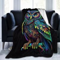 Colorful Owl Blanket Soft Fleece Flannel Lightweight Throw Blanket 60" x 50" Warm Plush De