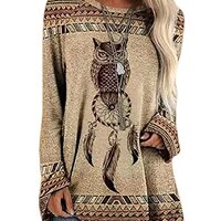 LOAIHA Native Aztec Owl Dream Catcher American Pullover Long Sleeve Crewneck Sweatshirt Western Ethn