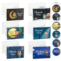 24PK Mini Thank You Cards Bulk with Envelopes, Stickers Inside, Small 4.13x2.75 Inches, Owl Funny Th