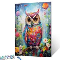Tucocoo Cute Owl Paint by Numbers Kits 16x20 inch Canvas DIY Digital Oil Painting for Adults with Br