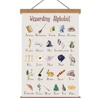 KAIRNE Wizarding Alphabet Hanging Poster(35x56CM) Sorting Hat,Flying Keys,Owl Witchcraft World Theme