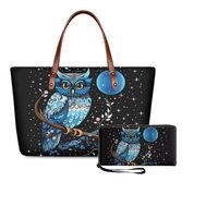 Lotusorchid Owl Print Purse and Wallet, Large Hand Bags Purses Sets for Women, Lightweight Women Sho