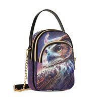 Women Crossbody Shoulder Bags Space Owl Print, Compact Fashion Purse with Chain Strap Top handle Han
