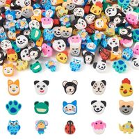 Magibeads 150pcs Animal Polymer Clay Beads Assorted Cute Cartoon Owl Panda Elephant Slice Heishi Loo