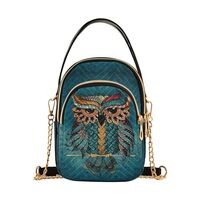 MCHIVER Blue Owl Crossbody Bag for Women Cell Phone Purse Wallet with Removable Chain Shoulder Handb