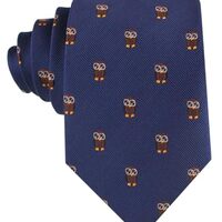 Brown Horned Owl Tie Navy Blue Brown Horned Owl Tie