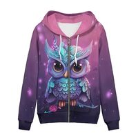 ZOUTAIRONG Owl Zip Up Hoodies for Women Y2K Jackets Cute Yoga Clothing Plus Size 3XL Fall Clothes Ho
