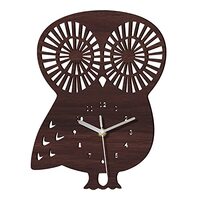 hejhncii Owl Wood Clock Hanging Wooden Ornament No Ticking Silent Clocks for Home Bedroom Living Roo