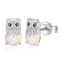 Suoye Owl Stud Earrings 925 Sterling Silver Opal Earrings Owl Jewelry Stud Earrings for Women Hypoal