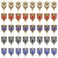 SUPERFINDINGS 40Pcs 5 Colors Alloy Rhinestone Connector Charms Enamel Owl Links Pendants Antique Sil