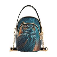 Women Crossbody Sling Bags Night Owl Moon Print, Compact Fashion Handbags Purse with Chain Strap Top