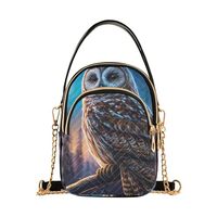 Women Crossbody Sling Bags Night Forest Owl Print, Compact Fashion Handbags Purse with Chain Strap T