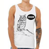 Whom Jersey Tank - Owl Design Gift Ideas - Bird Print Gift Ideas - White, XL