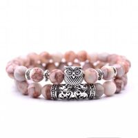 Yeraeve Owl Gifts for Women Girls, Natural Healing Relaxation Pink Stone Inspirational Beaded Bracel