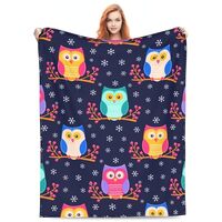 Cute Flat Owl Blanket Gifts for Women for Living Room Bedding Couch Soft Warm Lightweight Cozy Throw