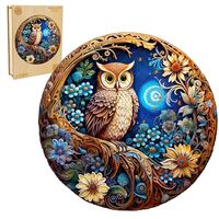 Masseruon Wooden Puzzle for Adults-Moonlight Owl, Unique Shaped Jigsaw Puzzles (L, 300pieces, 13.4x1