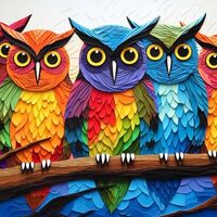 Kaleidoscopic Owls: Colorful Night's Watch from Cross & Glory - 1000 Piece Owl Jigsaw Puzzl
