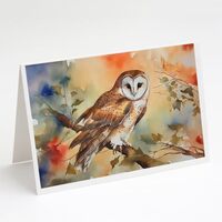 Caroline's Treasures DAC3182GCA7P Barn Owl Greeting Cards Pack of 8 Blank Cards with Envelopes 