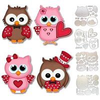 MYLbeter 4 Sets Valentine's Day Cutting Dies for Scrapbooking Cute Owl Lovers Die Cuts Heart St