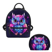ZOUTAIRONG Galaxy Owl Mini Backpack for Women Girls Purse and Wallet Set Fashion Travel Bag Casual D