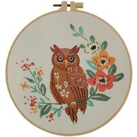 Esffaci Embroidery Starter Kit for Adult Beginner with Owl Flower Pattern Hand Embroidery Set with E