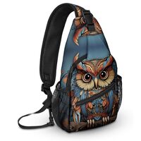 Owl Sling Bag travel Crossbody Backpack Casual Daypack for Women with Strap Lightweight Outdoor Hiki