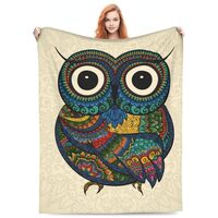 Owl Blanket for Kids Women Men Adults Owl Blanket Gifts 60" x 50" Flannel Color Owl with F