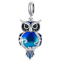 LONAGO Owl Charm 925 Sterling Silver Dangle Owl Bead Fit Bracelet Our Love Never Dies Gifts for Wome